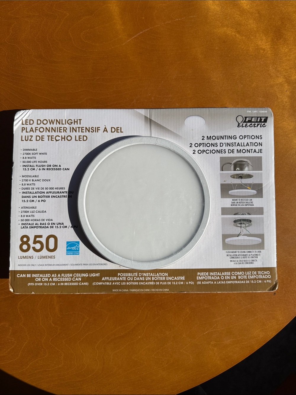 Electric Family White and Silver LED Downlight Display Card